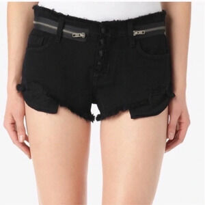 Hudson The Rebel Cut-off Button fly distressed denim shorts